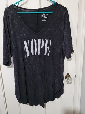 torrid Black V-Neck Tee with NOPE Graphic